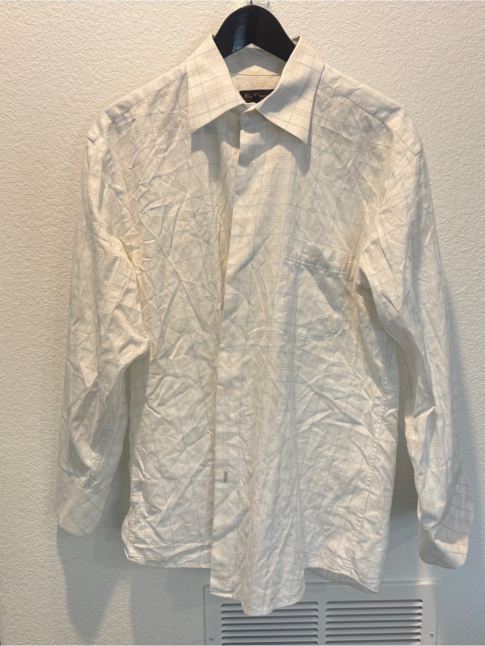 Ben Sherman White Plaid Dress Shirt 16 - 32-33